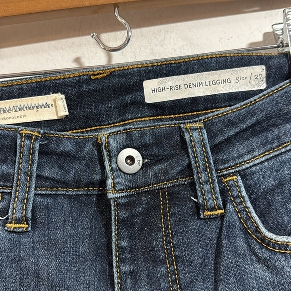 Pilcro jeans anthropologie sz 27 skinny high rise Dark Blue Jeans distressed - Picture 3 of 7